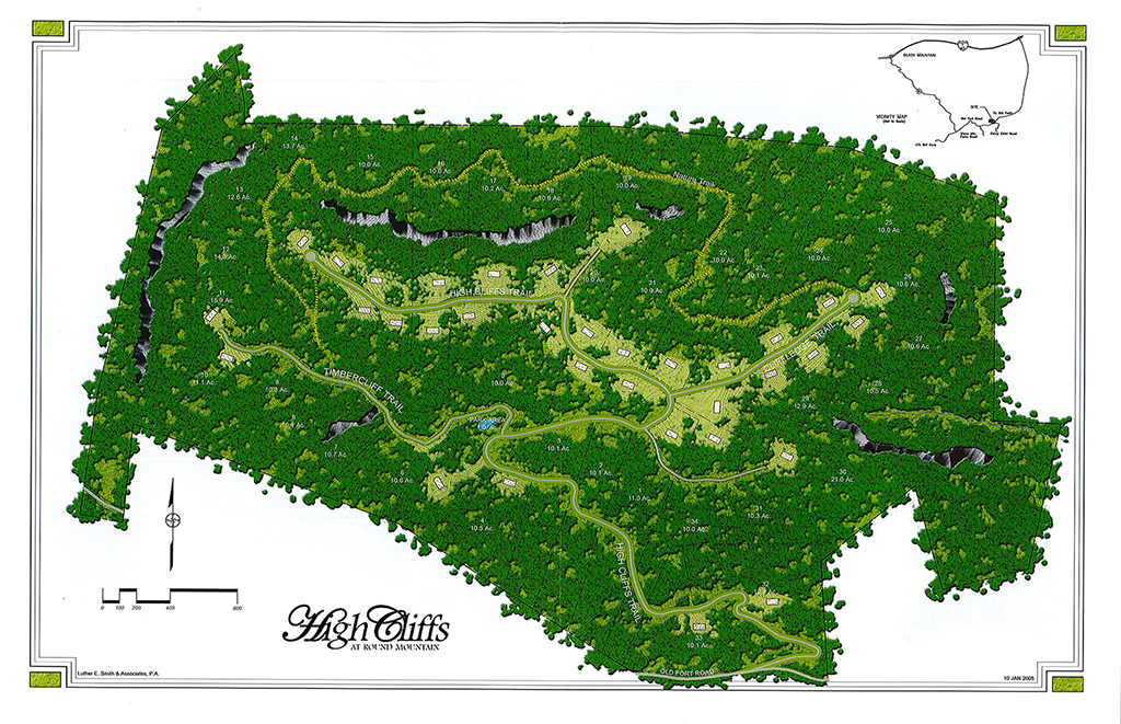 Illustrated lot map of the High Cliffs community